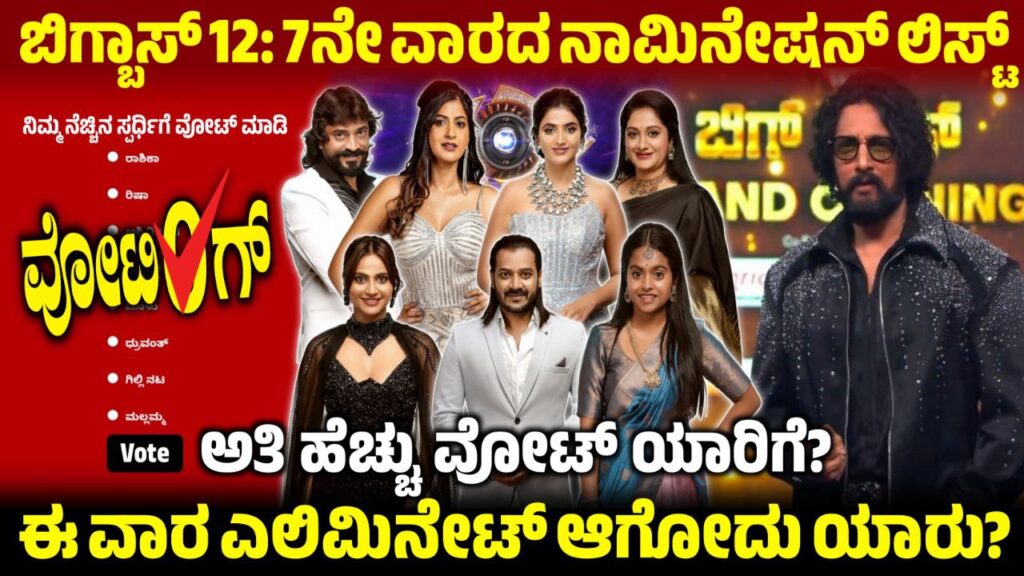 Bigg Boss Kannada 12 7th Week Nomination, 7ನೇ ವಾರ ನಾಮಿನೇಟ್ ಆದ ಸ್ಪರ್ಧಿಗಳು ಇವರೇ, 7th Week Voting Result, BBK12, Bigg Boss Kannada, Bigg Boss Kannada 7th Week Voting Line, 7th Week Nomination Voting Result, BBK12 7th Week Voting Result, Bigg Boss season 12 7th Week Voting line, 7th Week Nomination Voting Poll, my edu update kannada